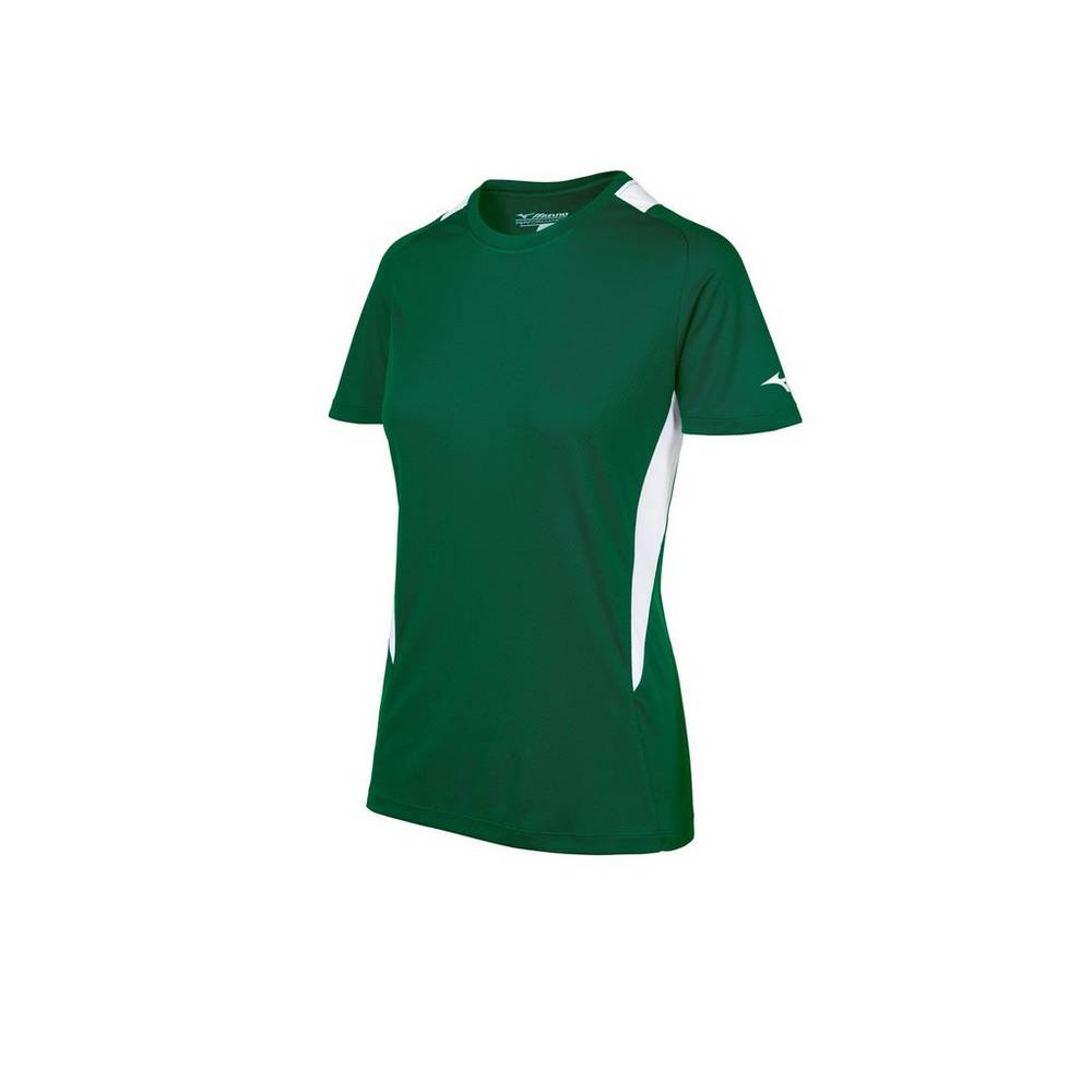 Camisas Mizuno Softball Crew Neck - Mulher - Verdes/Branco - MPTDX0253